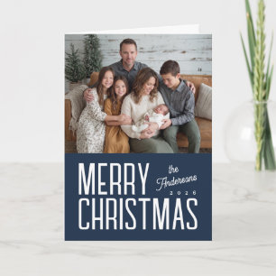 Cartes Pour Fêtes Annuelles Joyeux Noël Famille Moderne Photo - Bleu marine