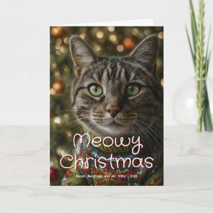 Cartes Pour Fêtes Annuelles Joyeux Noël Famille Photo de Chat