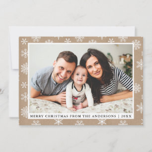 Cartes Pour Fêtes Annuelles Joyeux Noël Famille Photo Kraft Snowflake