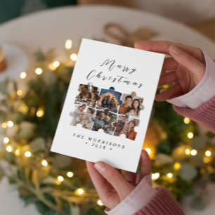 Cartes Pour Fêtes Annuelles Joyeux Noël Famille Puzzle Collage Photos