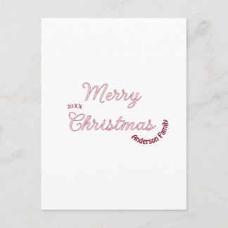 Cartes Pour Fêtes Annuelles joyeux noël famille rose nom 20xx pastel moderne