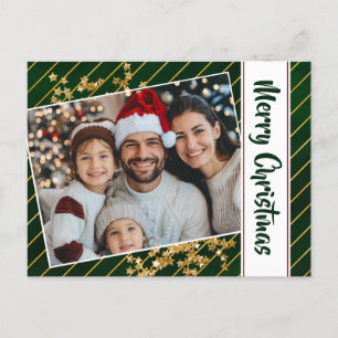 Cartes Pour Fêtes Annuelles Joyeux Noël Famille Vert Et Or Grandes