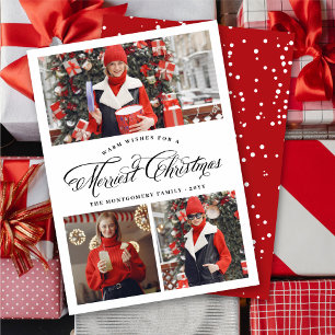 Cartes Pour Fêtes Annuelles Joyeux Noël Fancy Script Élégant 3 Photo