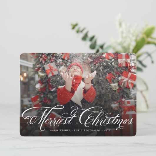 Cartes Pour Fêtes Annuelles Joyeux Noël Fantastique Script Calligraphie (Debout devant)