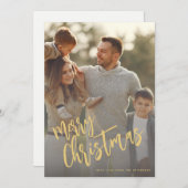 Cartes Pour Fêtes Annuelles Joyeux Noël fausse écriture or (Devant / Derrière)