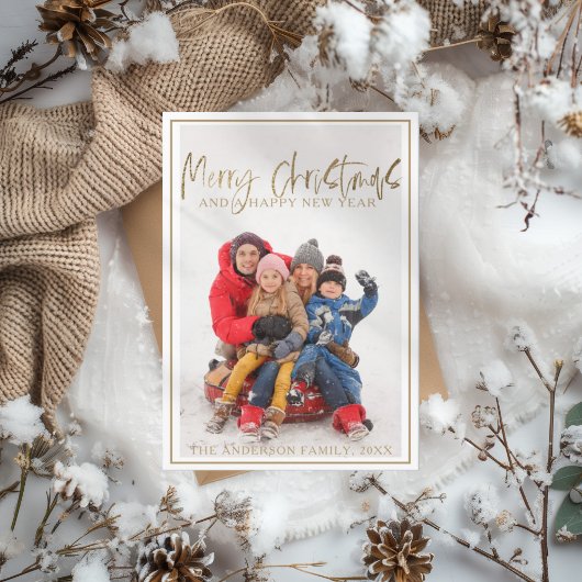 Cartes Pour Fêtes Annuelles Joyeux Noël Faux Gold Calligraphie