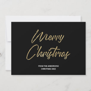 Cartes Pour Fêtes Annuelles Joyeux Noël Faux Gold Foil et Black
