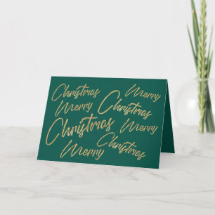 Cartes Pour Fêtes Annuelles Joyeux Noël Faux Gold Foil et vert