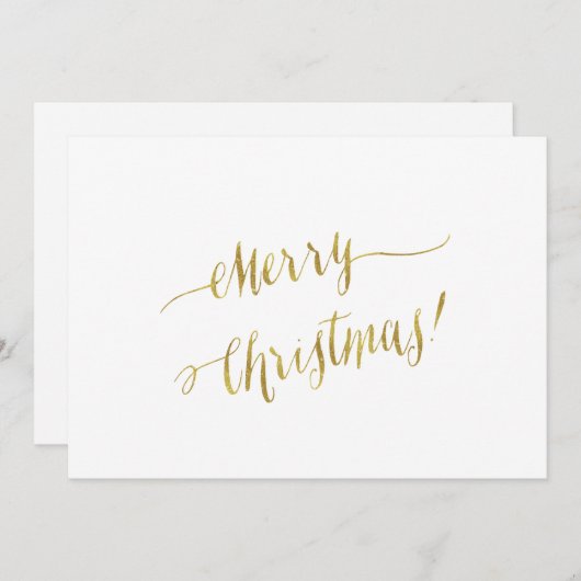 Cartes Pour Fêtes Annuelles Joyeux Noël Faux Gold Foil Lettrage Script (Devant / Derrière)