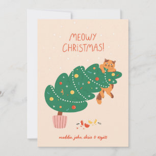 Cartes Pour Fêtes Annuelles Joyeux Noël félin - Amusement félin espiègle