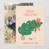 Cartes Pour Fêtes Annuelles Joyeux Noël - Félins Malicieux Amusants (Devant / Derrière)