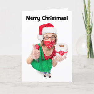 Cartes Pour Fêtes Annuelles Joyeux Noël Femme Drôle Avec Cadeau Papier Toilett