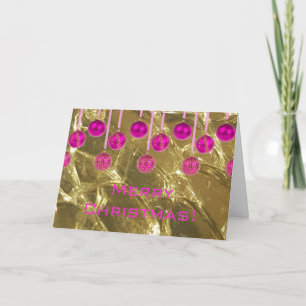 Cartes Pour Fêtes Annuelles Joyeux Noël Festif Pink Gold Baubles