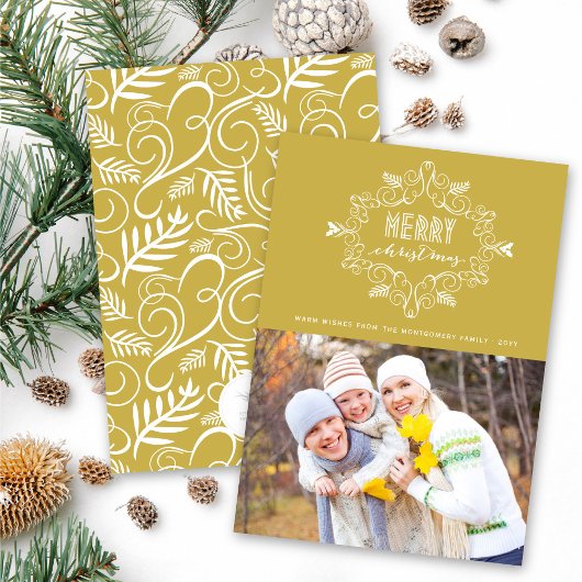 Cartes Pour Fêtes Annuelles Joyeux Noël Festive Foliage Déco Cadre Photo