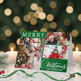 Cartes Pour Fêtes Annuelles Joyeux Noël Festive Green Photo Collage