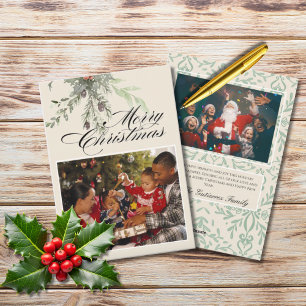 Cartes Pour Fêtes Annuelles Joyeux Noël Fête de Noël Botanique d'Hiver