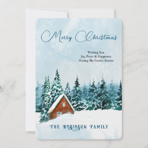Cartes Pour Fêtes Annuelles Joyeux Noël Fêtes Aquarelle Paysage d'Hiver