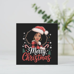 Cartes Pour Fêtes Annuelles Joyeux Noël Fille Africaine Noire Chapeau de Père 