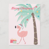 Cartes Pour Fêtes Annuelles Joyeux Noël ! Flamant rose Père Noël Tropical (Devant)