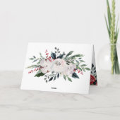 Cartes Pour Fêtes Annuelles Joyeux Noël | Fleurs d'aquarelle traditionnelles (Dos)