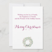 Cartes Pour Fêtes Annuelles Joyeux Noël, fleurs de Noël (Dos)