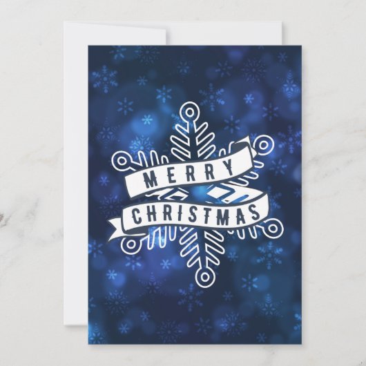 Cartes Pour Fêtes Annuelles Joyeux Noël Flocon de neige bannière Blue Bokeh (Devant)