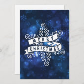 Cartes Pour Fêtes Annuelles Joyeux Noël Flocon de neige bannière Blue Bokeh (Devant / Derrière)