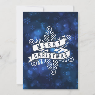 Cartes Pour Fêtes Annuelles Joyeux Noël Flocon de neige bannière Blue Bokeh