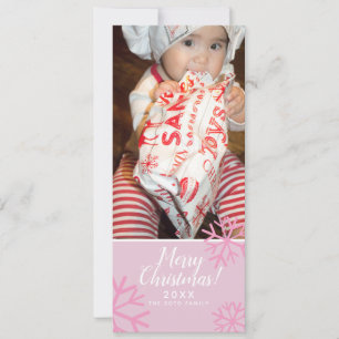 Cartes Pour Fêtes Annuelles Joyeux Noël Flocons de Neige Rose Bébé Photo