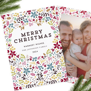Cartes Pour Fêtes Annuelles Joyeux Noël Floral Coloré