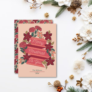 Cartes Pour Fêtes Annuelles Joyeux Noël floral personnalisé