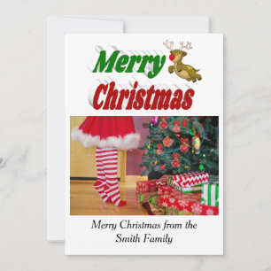 Cartes Pour Fêtes Annuelles Joyeux Noël Flying Reindeer photo typographie