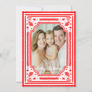Cartes Pour Fêtes Annuelles Joyeux Noël Folk Rouge Skandinavian Design