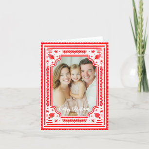 Cartes Pour Fêtes Annuelles Joyeux Noël Folk Rouge Skandinavian Design