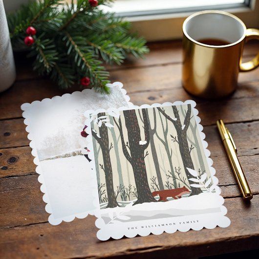 Cartes Pour Fêtes Annuelles Joyeux Noël Forêt d'hiver Forêt de renard Photo