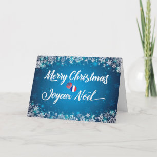 Cartes Pour Fêtes Annuelles Joyeux Noël Français Bilingue Card Joyeux Noel
