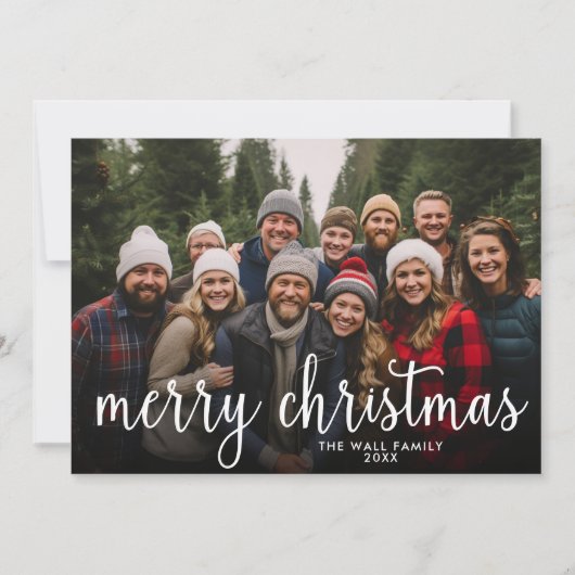 Cartes Pour Fêtes Annuelles Joyeux Noël Full Photo Simple Script - Bleu (Devant)