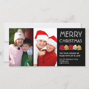 Cartes Pour Fêtes Annuelles Joyeux Noël fun danser boîtes cadeaux noir