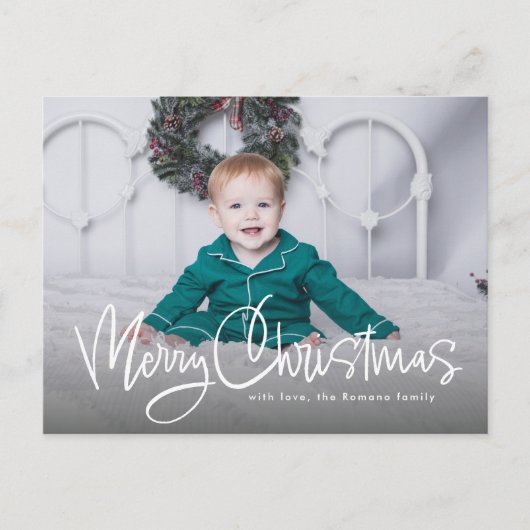 Cartes Pour Fêtes Annuelles Joyeux Noël fun script simple une photo (Devant)