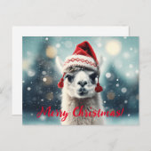 Cartes Pour Fêtes Annuelles Joyeux Noël Funky Mignonne Lllama Alpaca Santa Hat (Devant / Derrière)