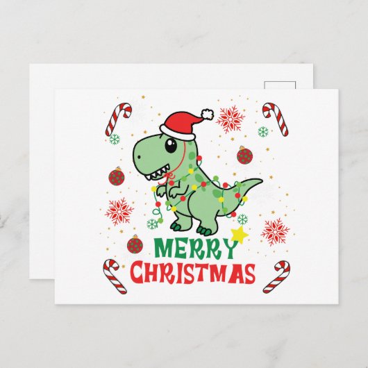 Cartes Pour Fêtes Annuelles Joyeux Noël Funny Père Noël Dinosaur (Devant / Derrière)