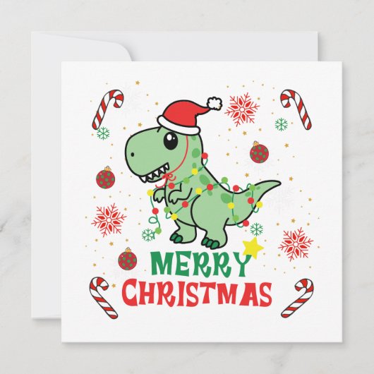 Cartes Pour Fêtes Annuelles Joyeux Noël Funny Père Noël Dinosaur (Devant)