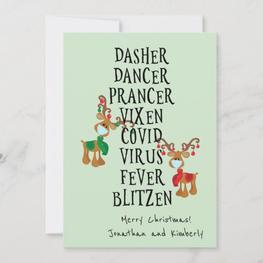 Cartes Pour Fêtes Annuelles Joyeux Noël Funny Reindeer Names 2021 (Devant)