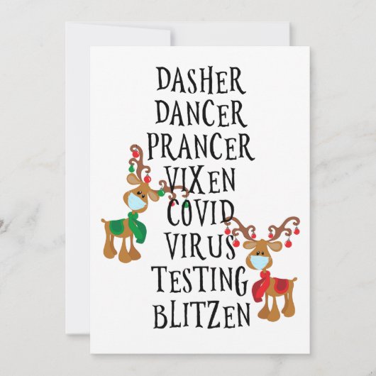 Cartes Pour Fêtes Annuelles Joyeux Noël Funny Reindeer Names 2021 (Devant)