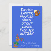 Cartes Pour Fêtes Annuelles Joyeux Noël Funny Reindeer Noms Bière (Devant)