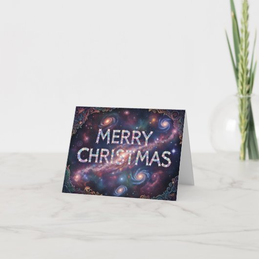 Cartes Pour Fêtes Annuelles Joyeux Noël Galactique (Devant)