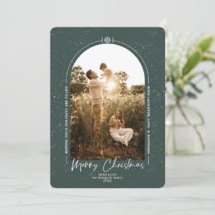 Cartes Pour Fêtes Annuelles Joyeux Noël Géométrique moderne photo vert foncé