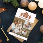 Cartes Pour Fêtes Annuelles Joyeux Noël Gingerbread House Photo Collage<br><div class="desc">Carte photo de Noël avec une maison en pain d'épices avec deux arbres en pain d'épices décorée de givre blanc. Ajoutez trois photos de votre famille !</div>