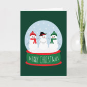 Cartes Pour Fêtes Annuelles Joyeux Noël Globe des neiges Snowmen (Devant)