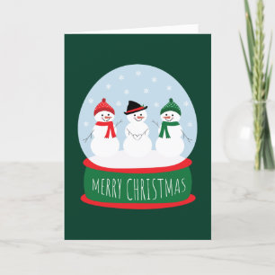 Cartes Pour Fêtes Annuelles Joyeux Noël Globe des neiges Snowmen